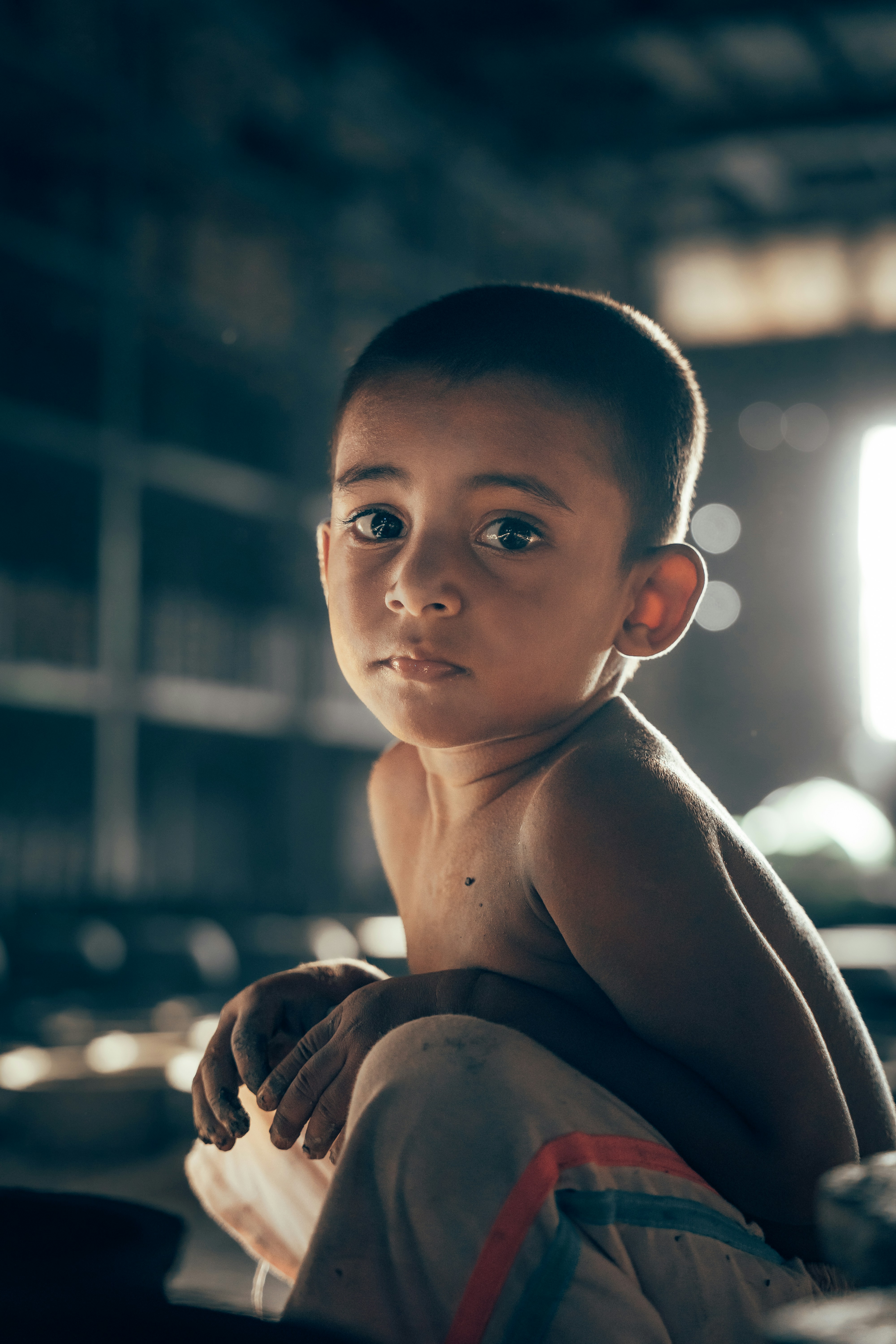 Young boy in beautiful dramatic lighting